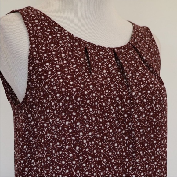 ANN TAYLOR LOFT Size 0 Gray Burgundy Pencil Skirt Blouse Set Career Office - Picture 8 of 14